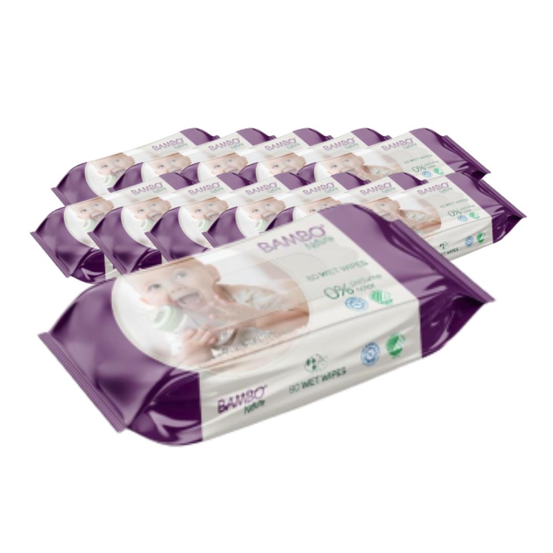 Pack 12 x Toallitas húmedas Bambo Nature 80 uds