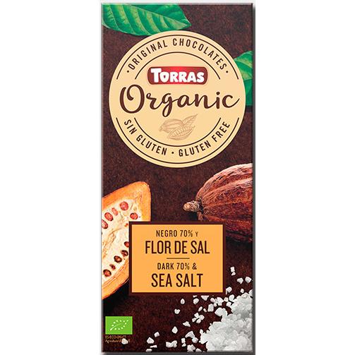 Vegane dunkle Schokolade 70 % Kakao mit Bio-Fleur de Sel Torras 100 g