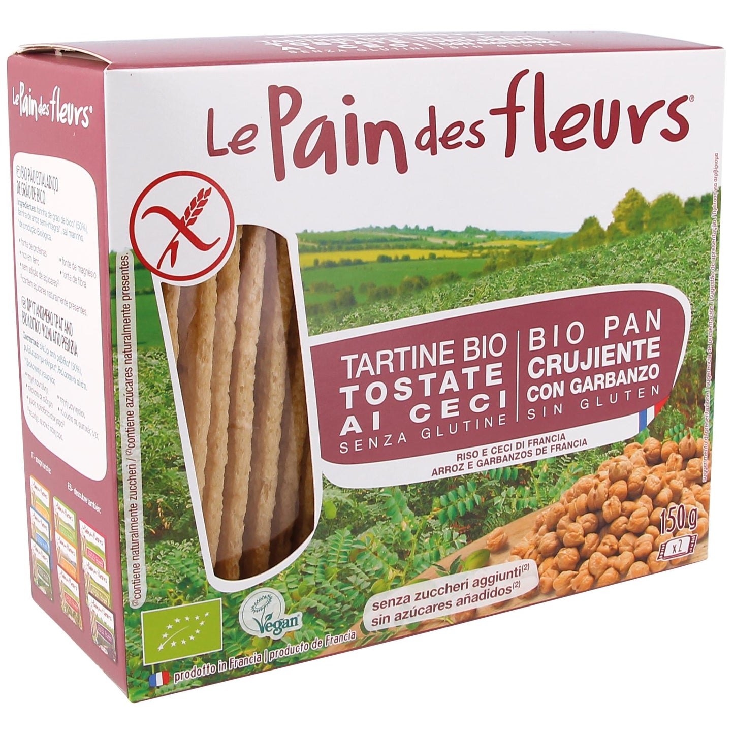 Krispiga kex av ekologiska kikärtor utan gluten Le pain de fleurs 150 g