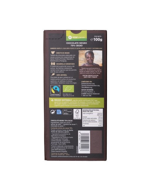 Tablette de chocolat noir bio Tierra Madre 70 % 100 g