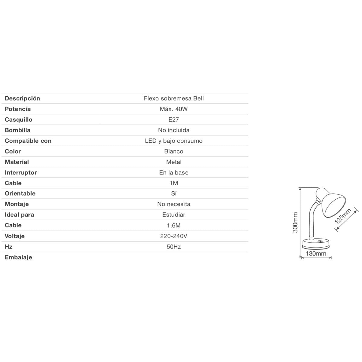 Lampada da tavolo Flexo bell E27 40 W Grigio