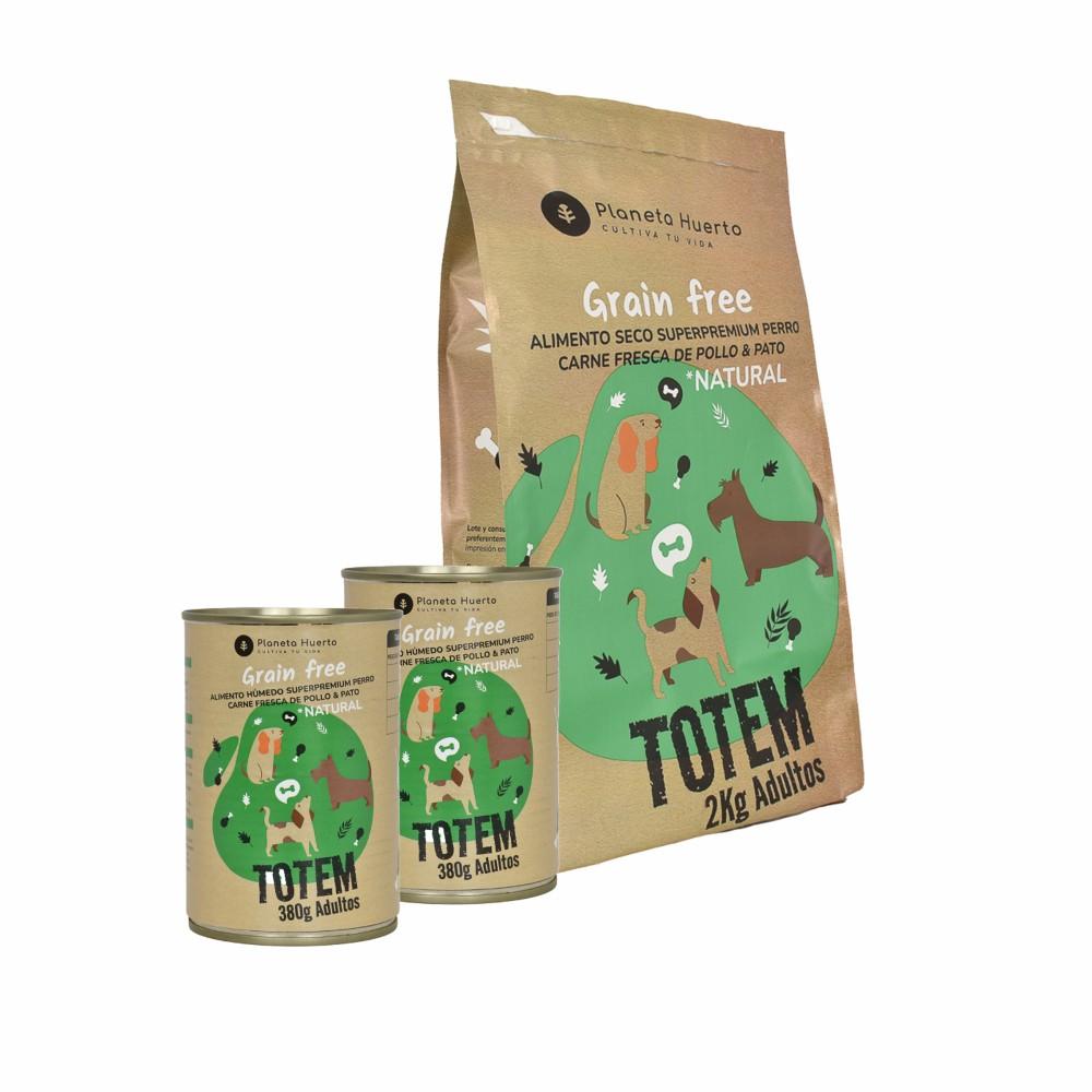 Pack Feed + Wet food for dogs Superpremium Chicken & Duck Planeta Huerto (2 kg + 2 pcs)