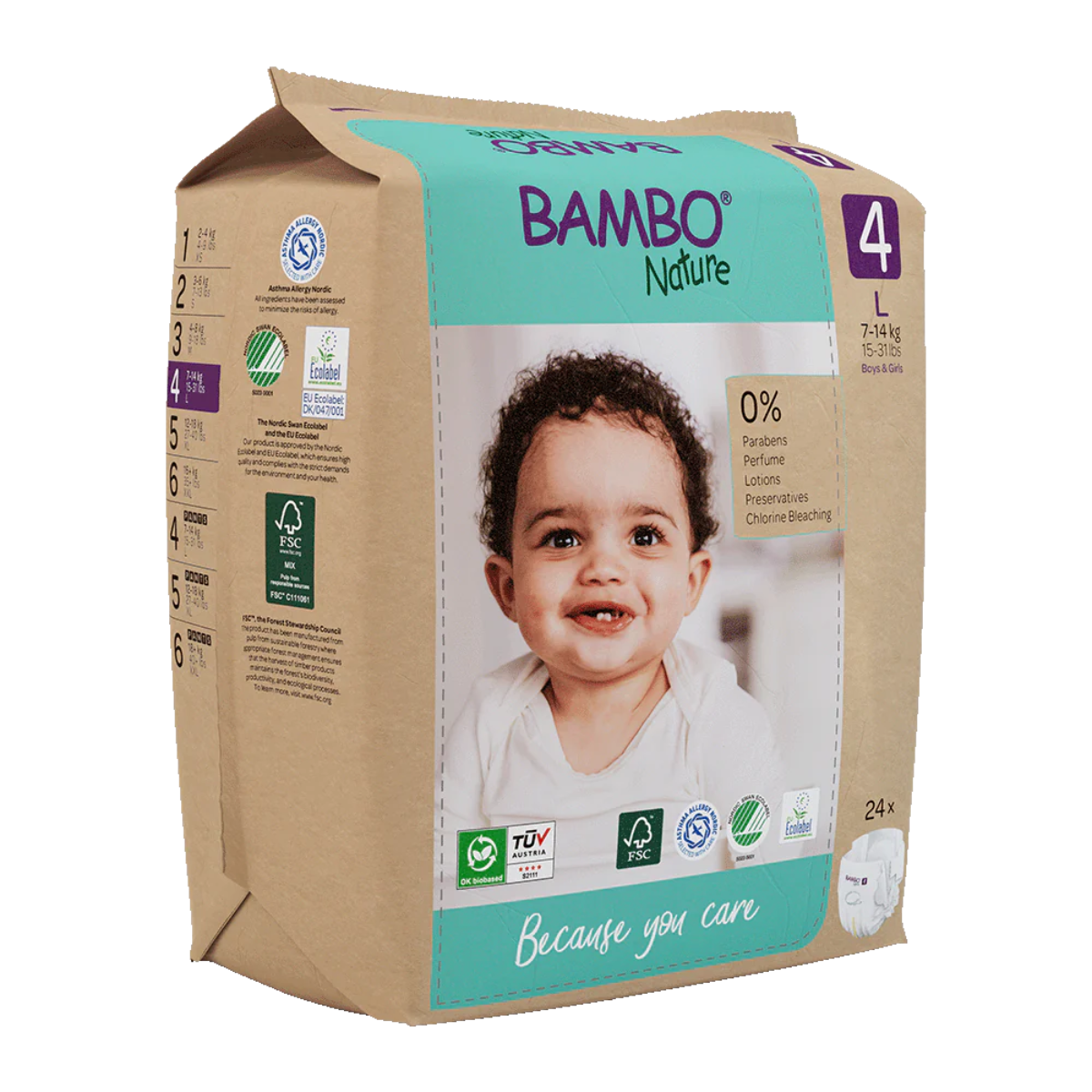 Pannolini Bambo Nature T4 (7-14 kg) 24 pezzi