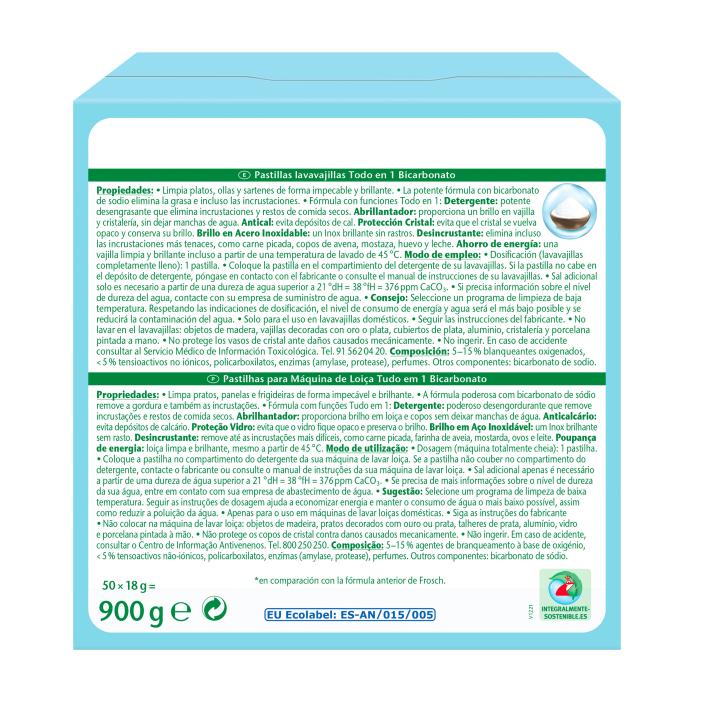 Comprimés de bicarbonate pour lave-vaisselle Frosch, 50 unités