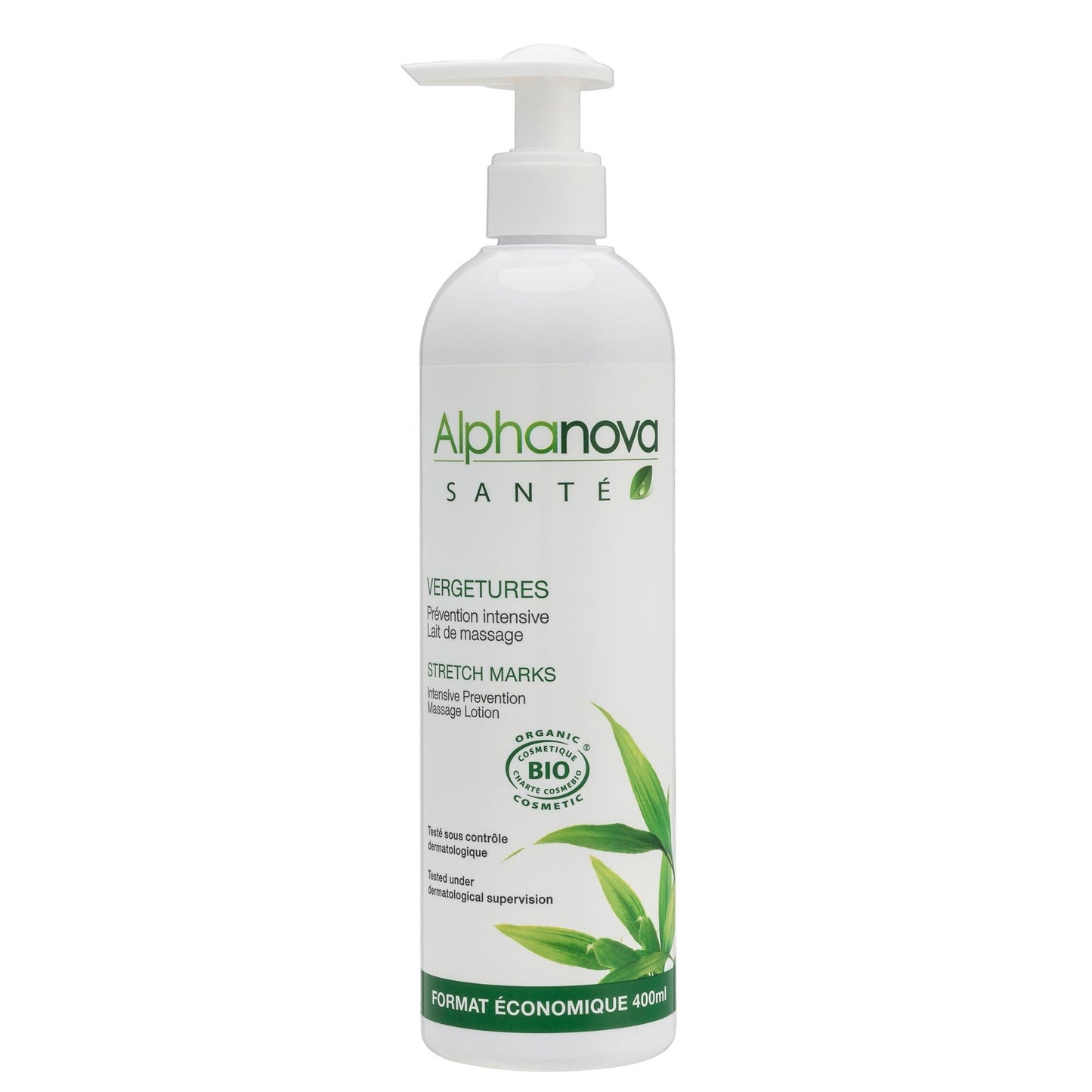 Bio-Massagemilch gegen Dehnungsstreifen Alphanova 400 ml.