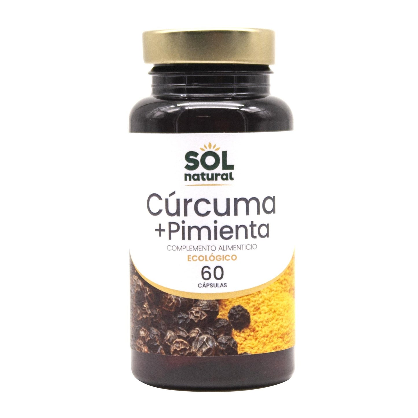 Organic Turmeric + Pepper Capsules Sol Natural 60 capsules
