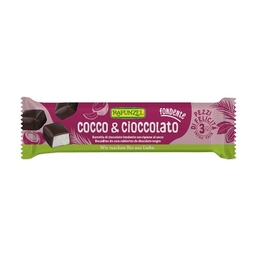 Kokos- en pure chocoladereep Rapunzel 50 g