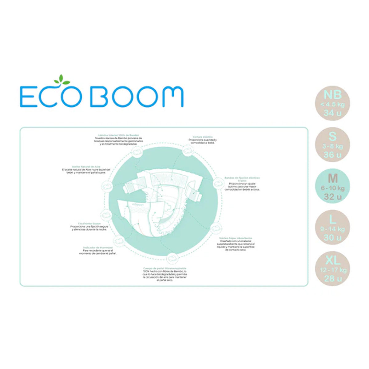 Bambuswindel Pure Premium ECO BOOM T3 (6 bis 10 kg) 32 Stück