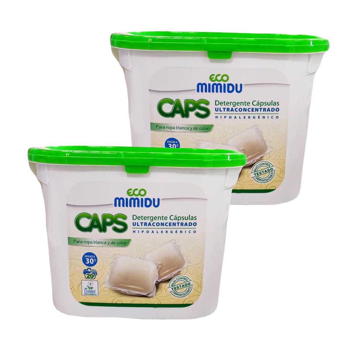 Packung mit 2x Mimidu ECO Ultra-Konzentrierten Waschmittelkapseln, 20 Dosen