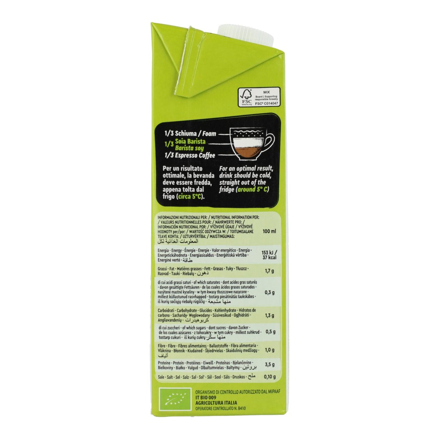 Bevanda di soia Barista senza glutine BIO Vitariz 1 L