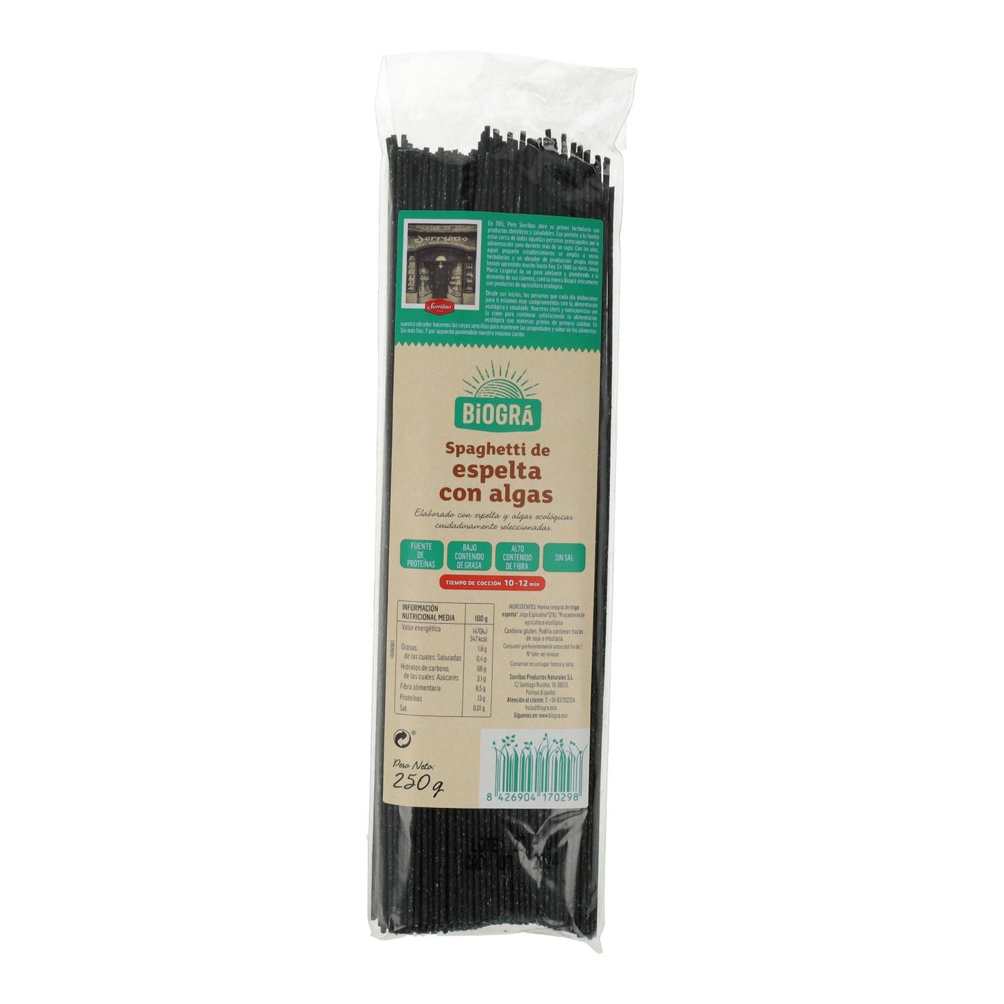 Biográ Spelt Spaghetti with Seaweed (Spirulina and Fucus), 250 g