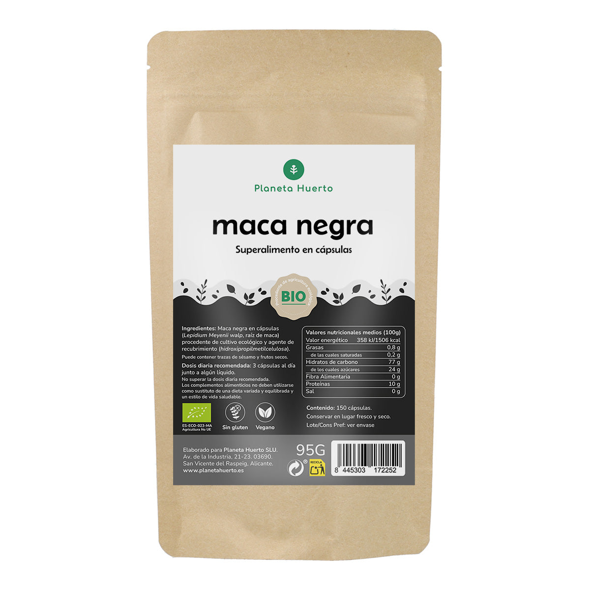 ORGANIC Zwarte Maca Planeta Huerto 150 capsules