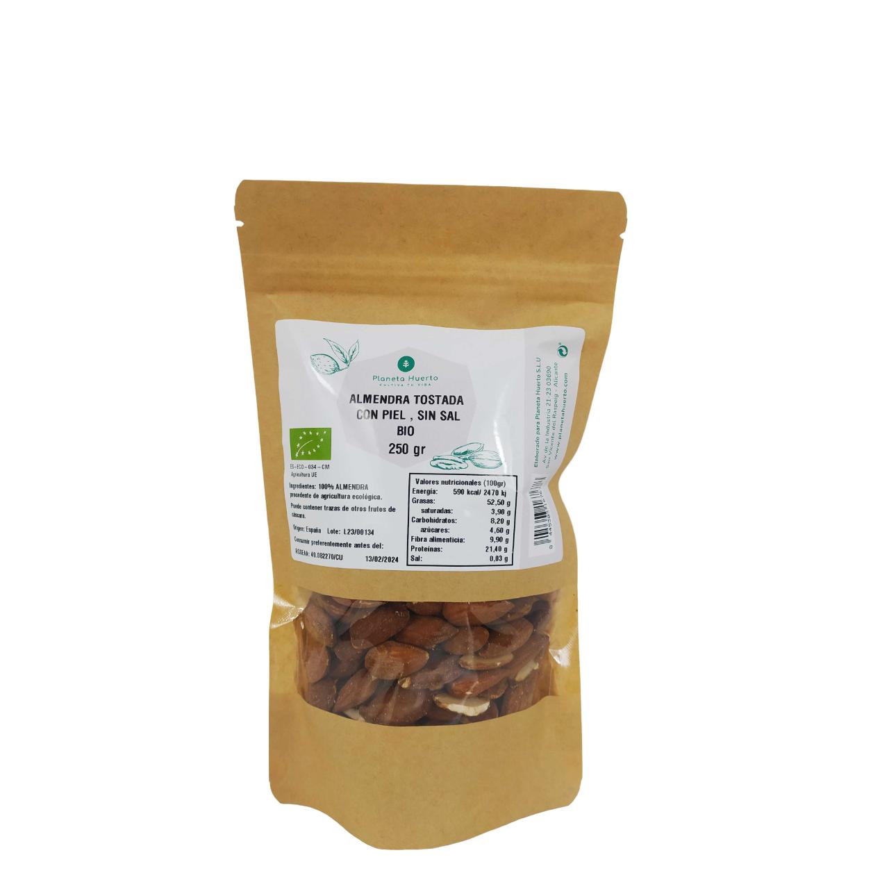 Unsalted roasted almonds with skin ECO Planeta Huerto 250 g