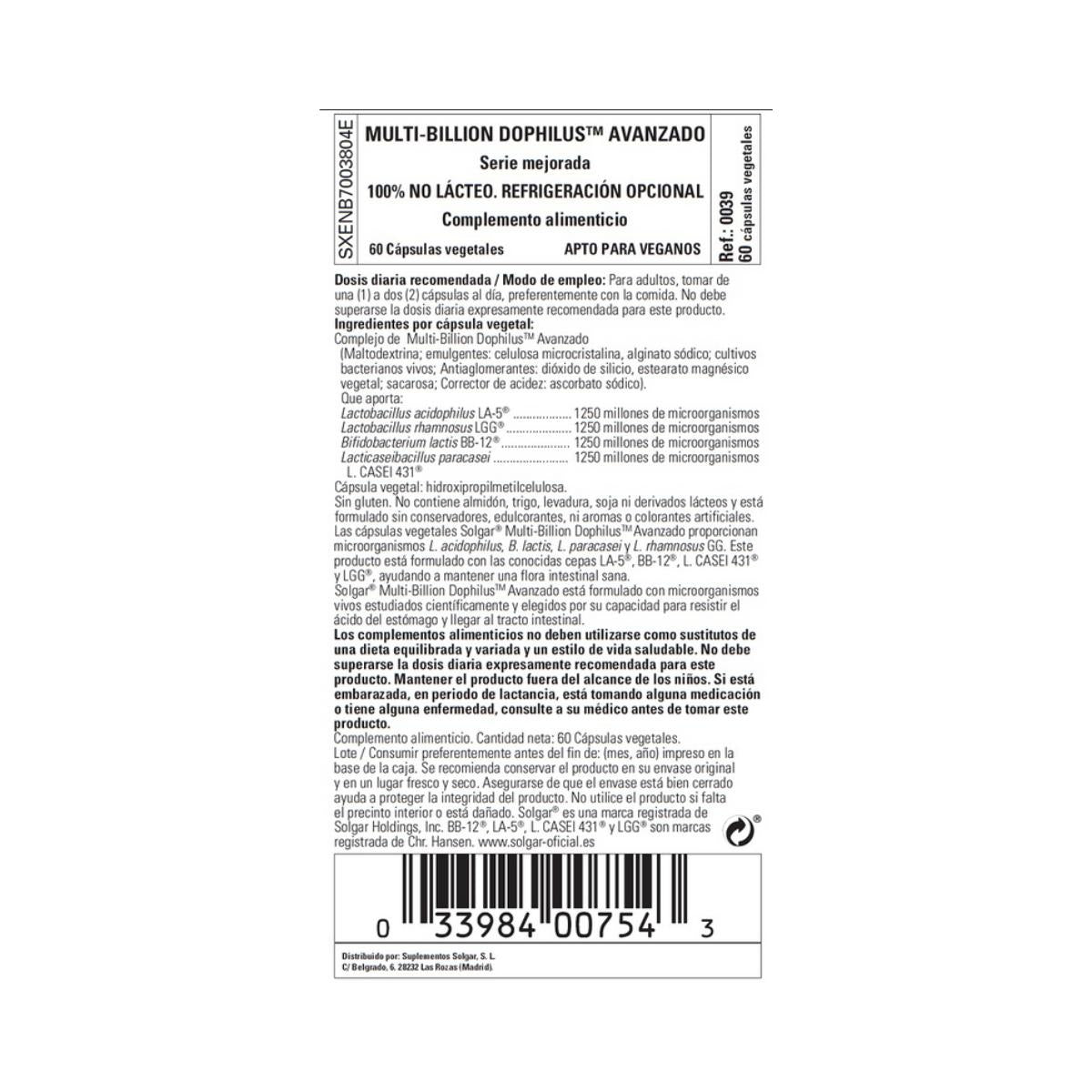 Multi-Billion Dophilus Advanced Solgar 60 capsules