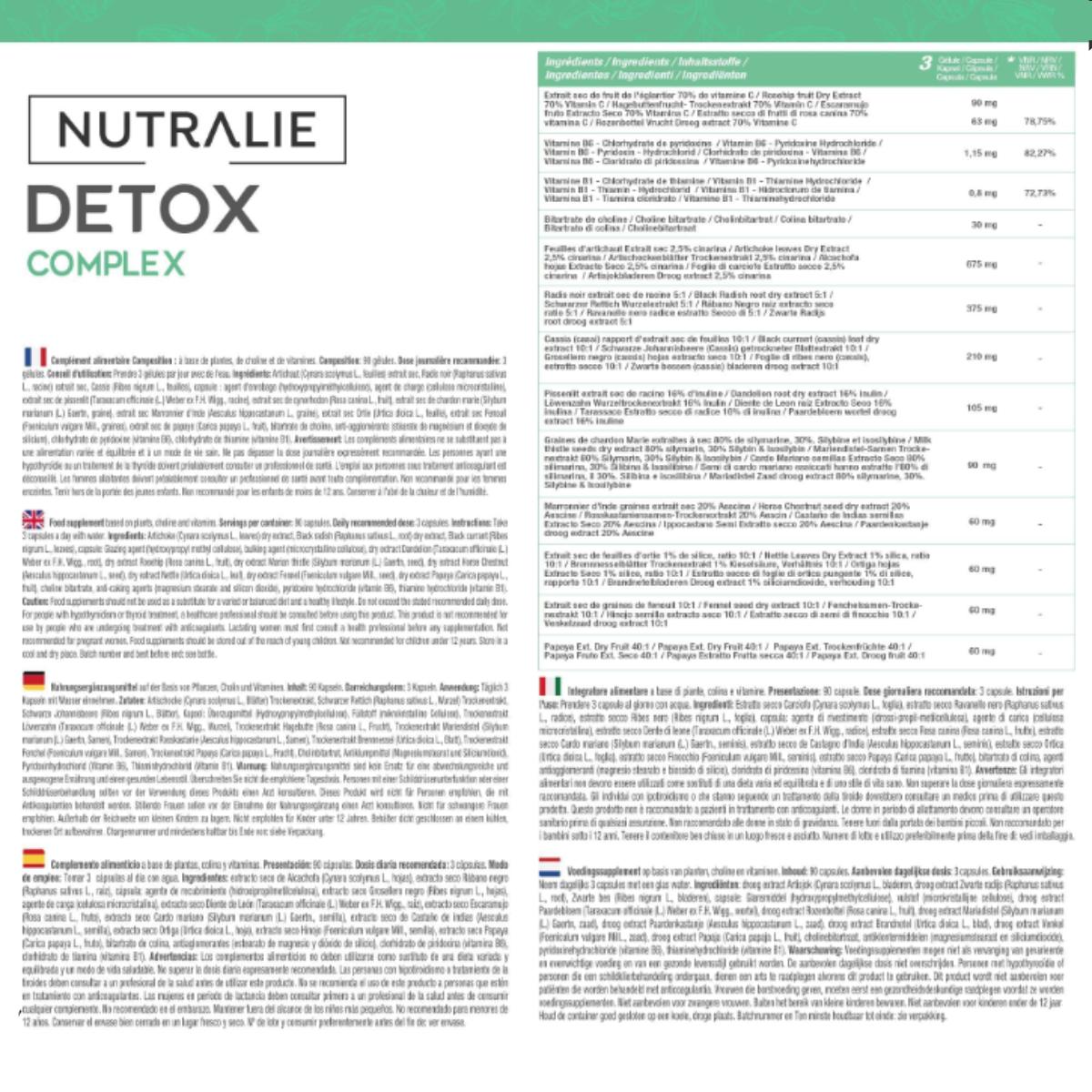 Nutralie Detox Complex med vitamin B1 + B6 och kolin 90 kapslar