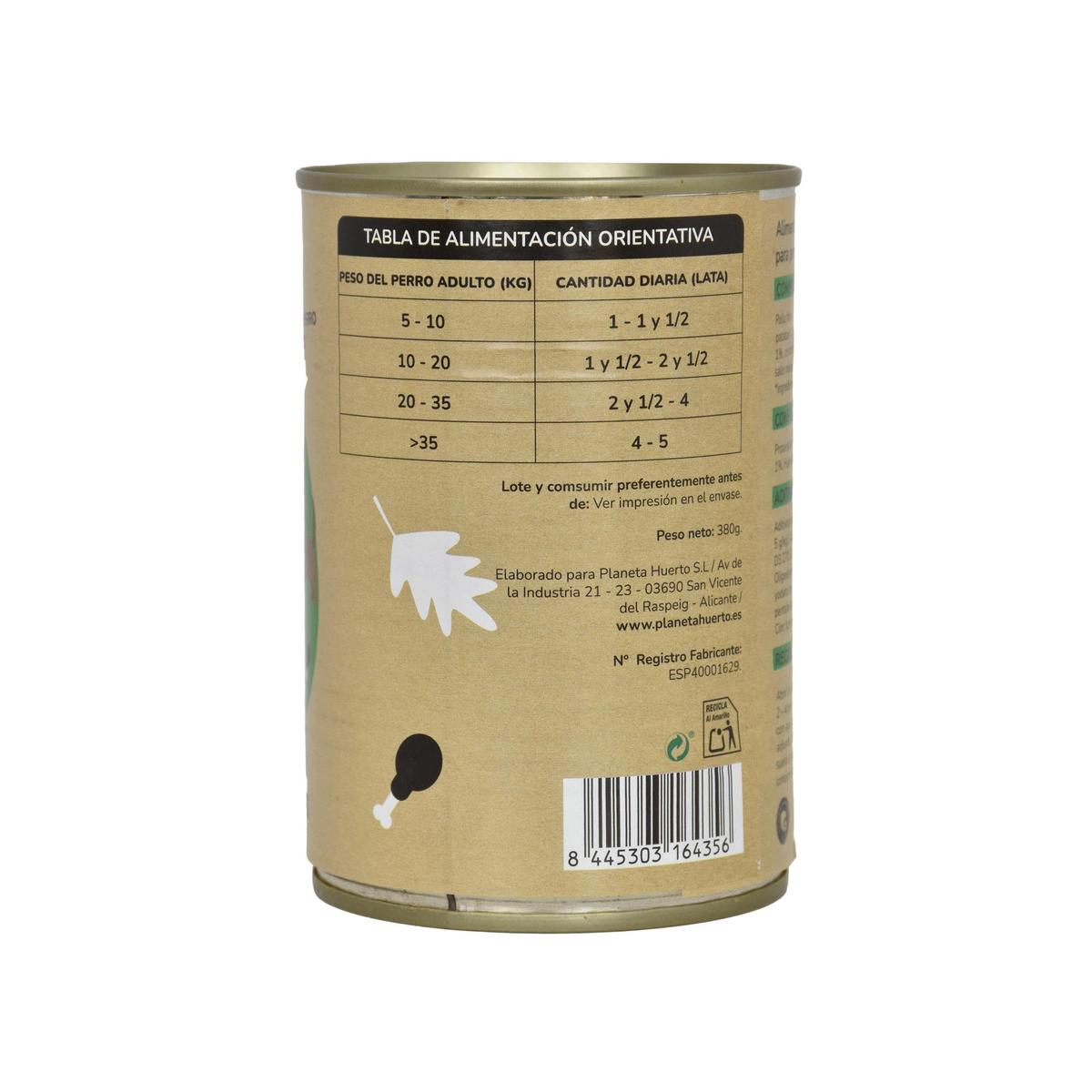 Pak 6 x Graanvrij Superpremium Nat Hondenvoer Kip & Eend 380 g Planeta Huerto