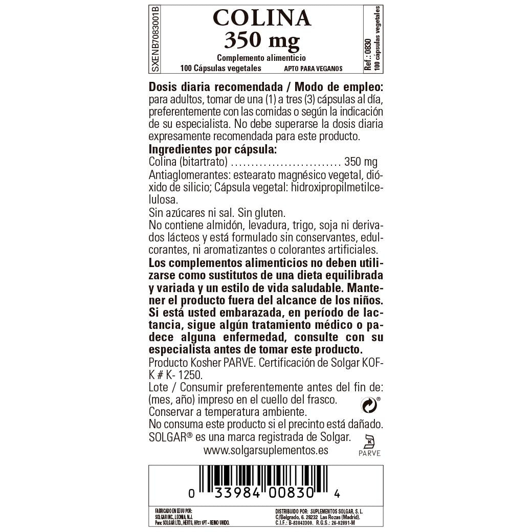 Choline, 100 capsules of 350 mg
