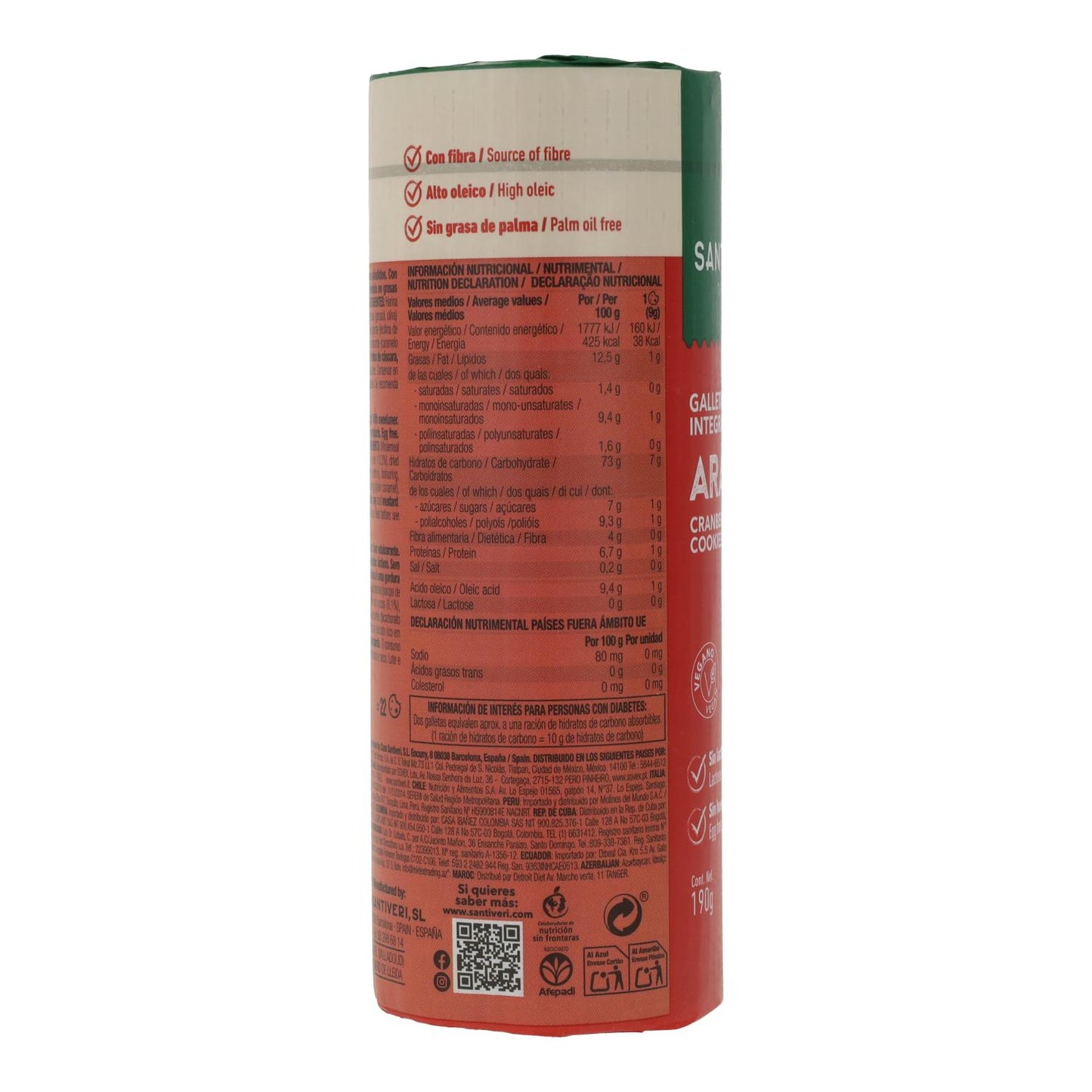 Vollkornkekse mit Blaubeeren, 0 % Zucker, Santiveri, 190 g