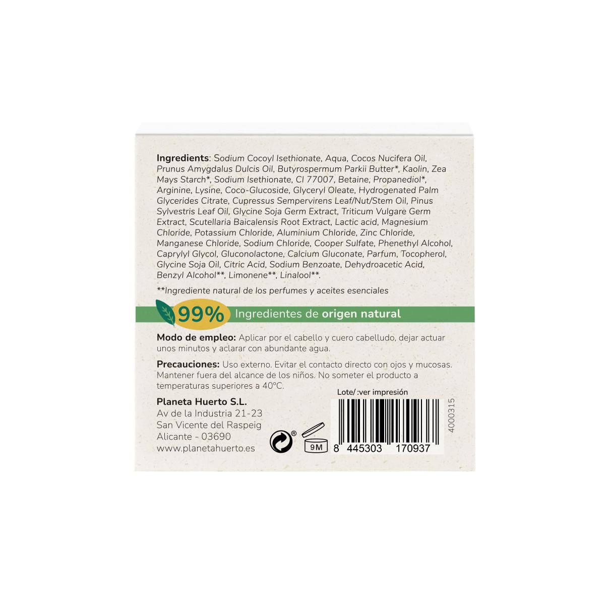 Festes Stärkungsshampoo mit Aminosäuren Planeta Huerto 85 g