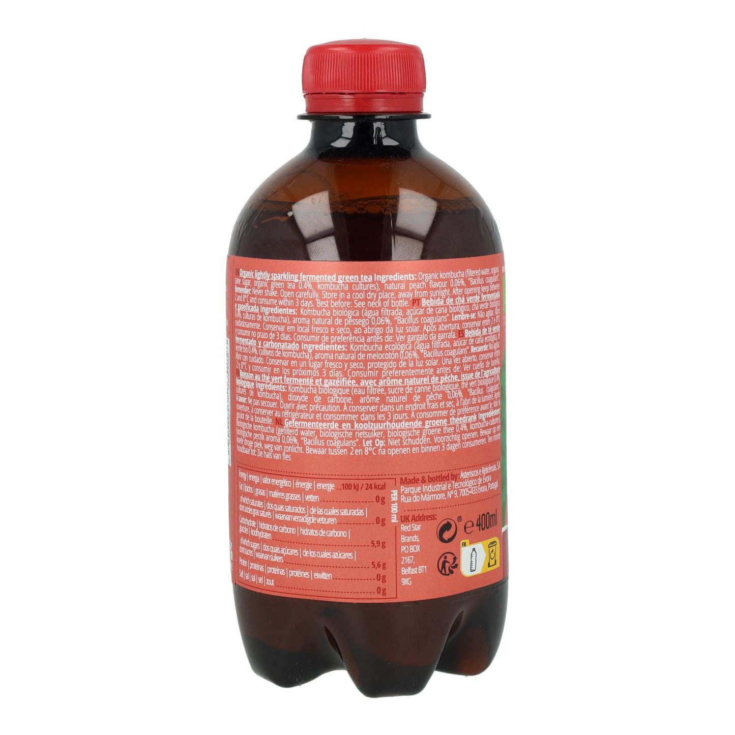 Kombucha brzoskwiniowa BIO Captain Kombucha 400 ml