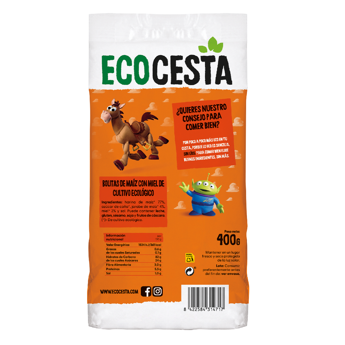 Maïskorrels met honing Bio Kids Disney-editie Ecocesta 400 g