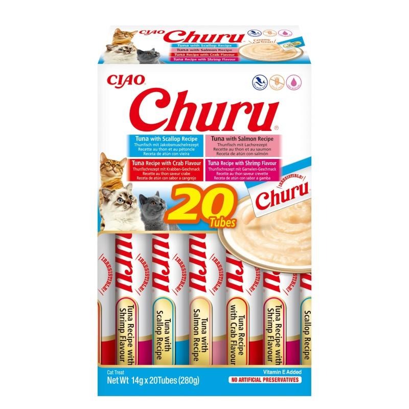 Churu Variétés de thon aux fruits de mer Snack crémeux pour chats 20 x 14 g