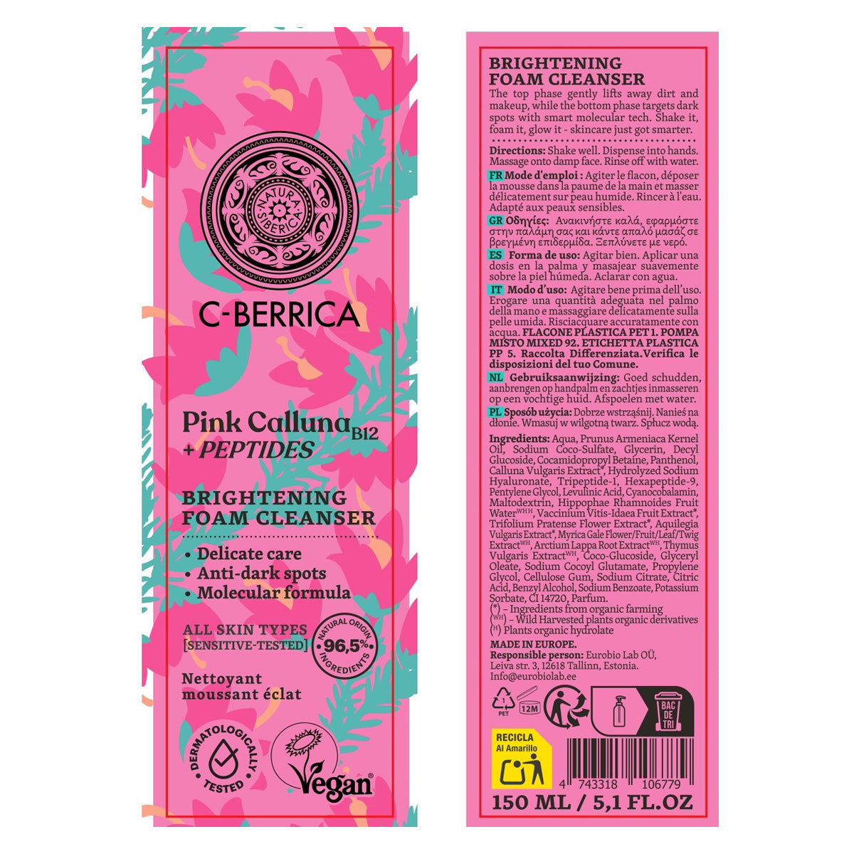 Mousse nettoyante illuminatrice Natura Siberica 150 ml