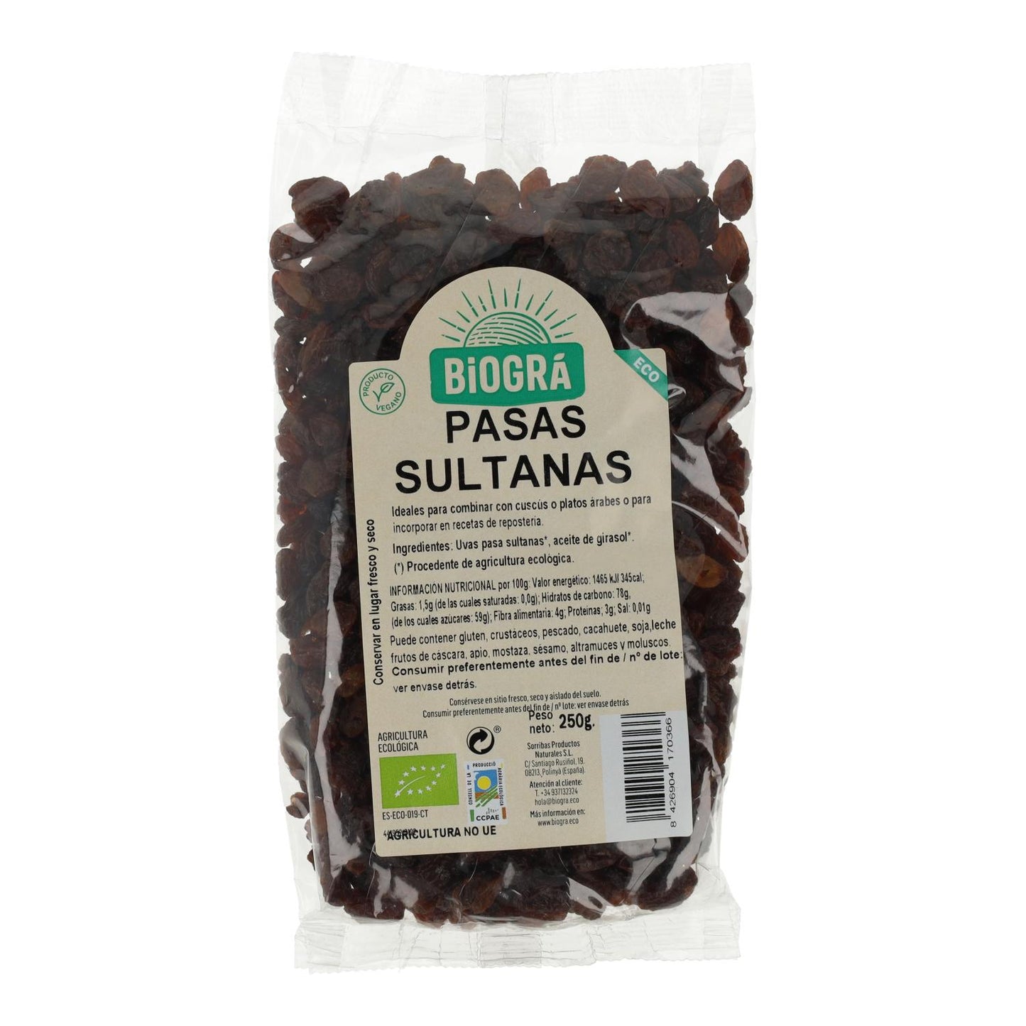 Uva sultanina senza semi Bio Biogra 250 g