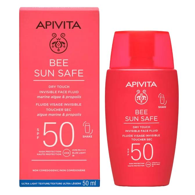 Invisible Dry Touch SPF50 Facial Sunscreen Fluid - APIVITA - 50 ml