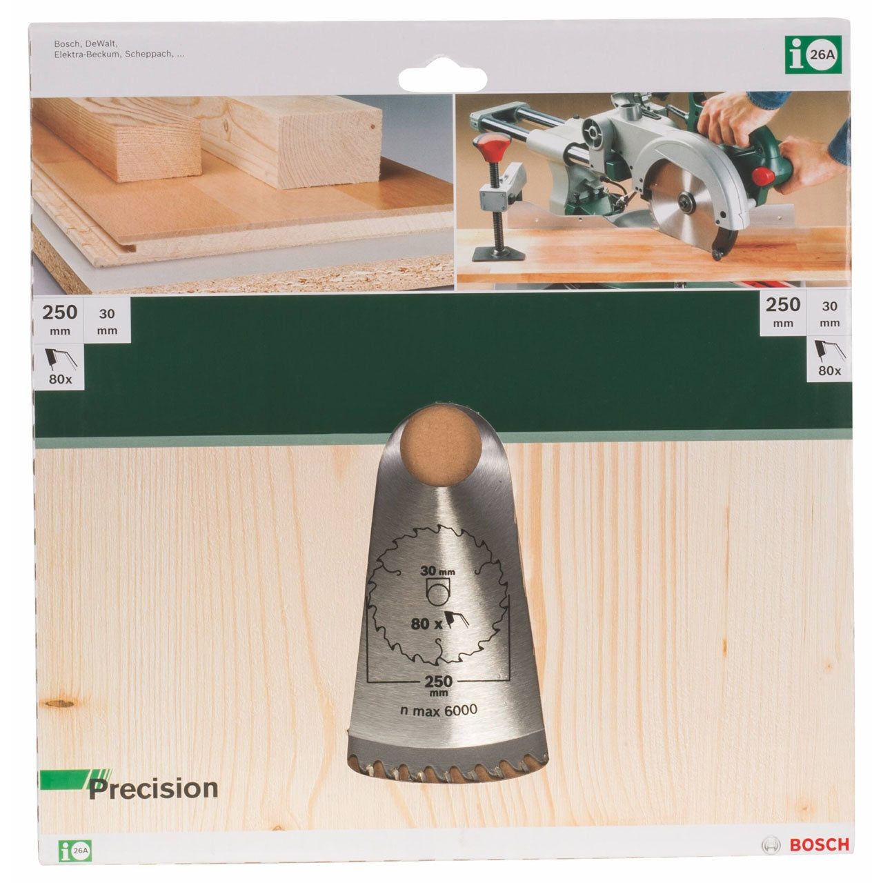 Bosch precisionsskiva för cirkelsåg 250 x 30 mm 80 tänder
