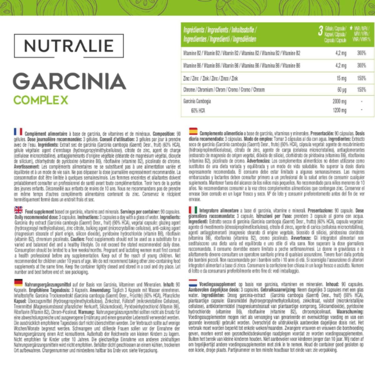 Nutralie Garcinia Cambogia + Chroom + Zink + Vitamine B2 en B6 90 capsules