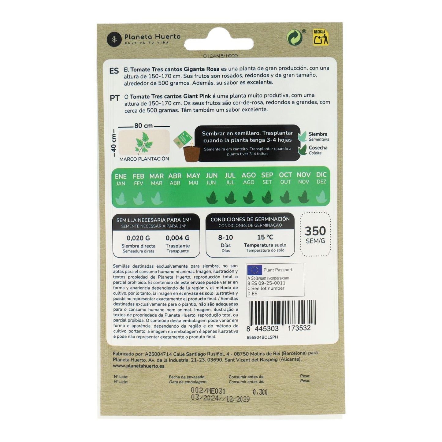 Semi biologici di pomodoro rosa gigante tres cantos Planeta Huerto