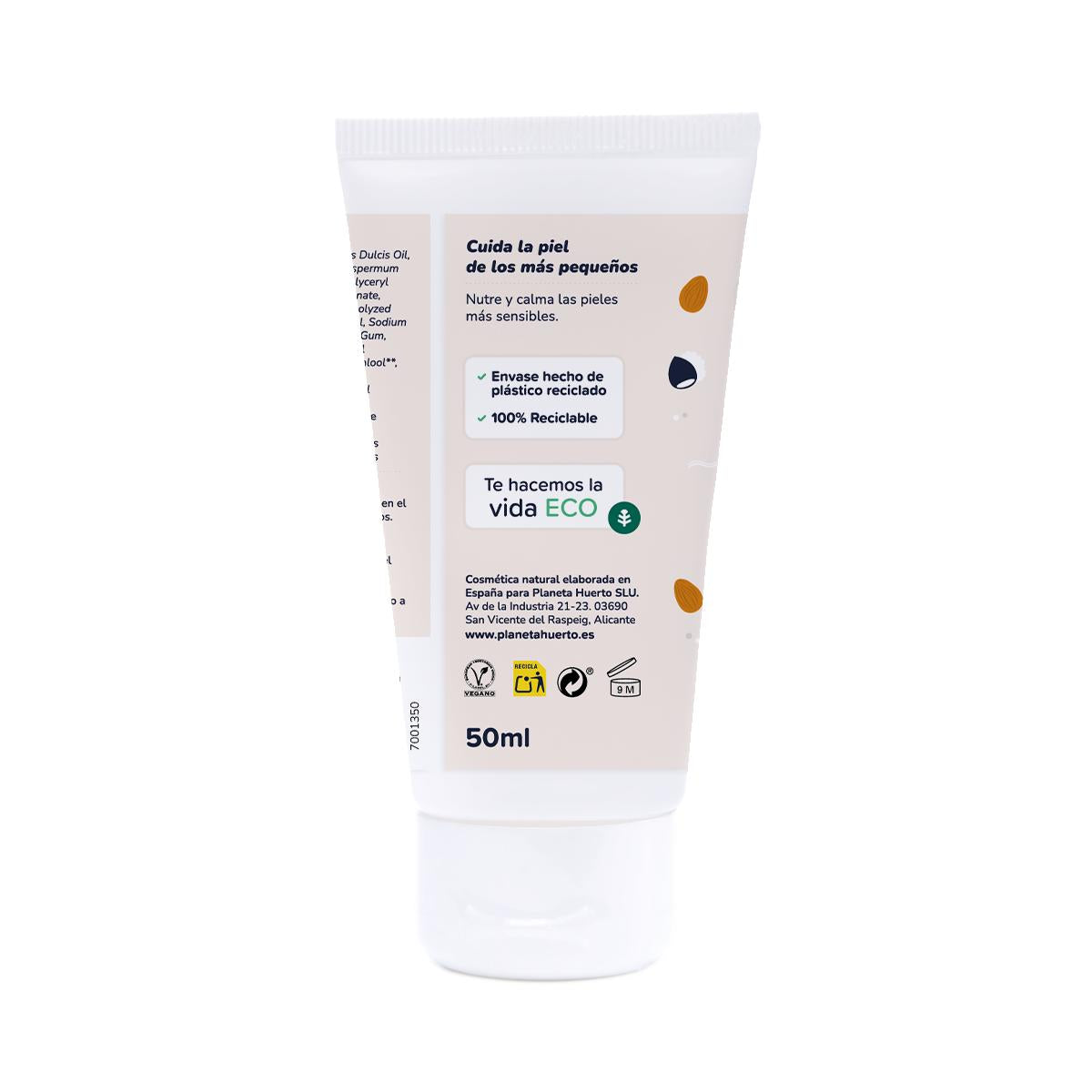 Crema viso per bambini Mandorle dolci e burro di karité Planeta Huerto 50 ml