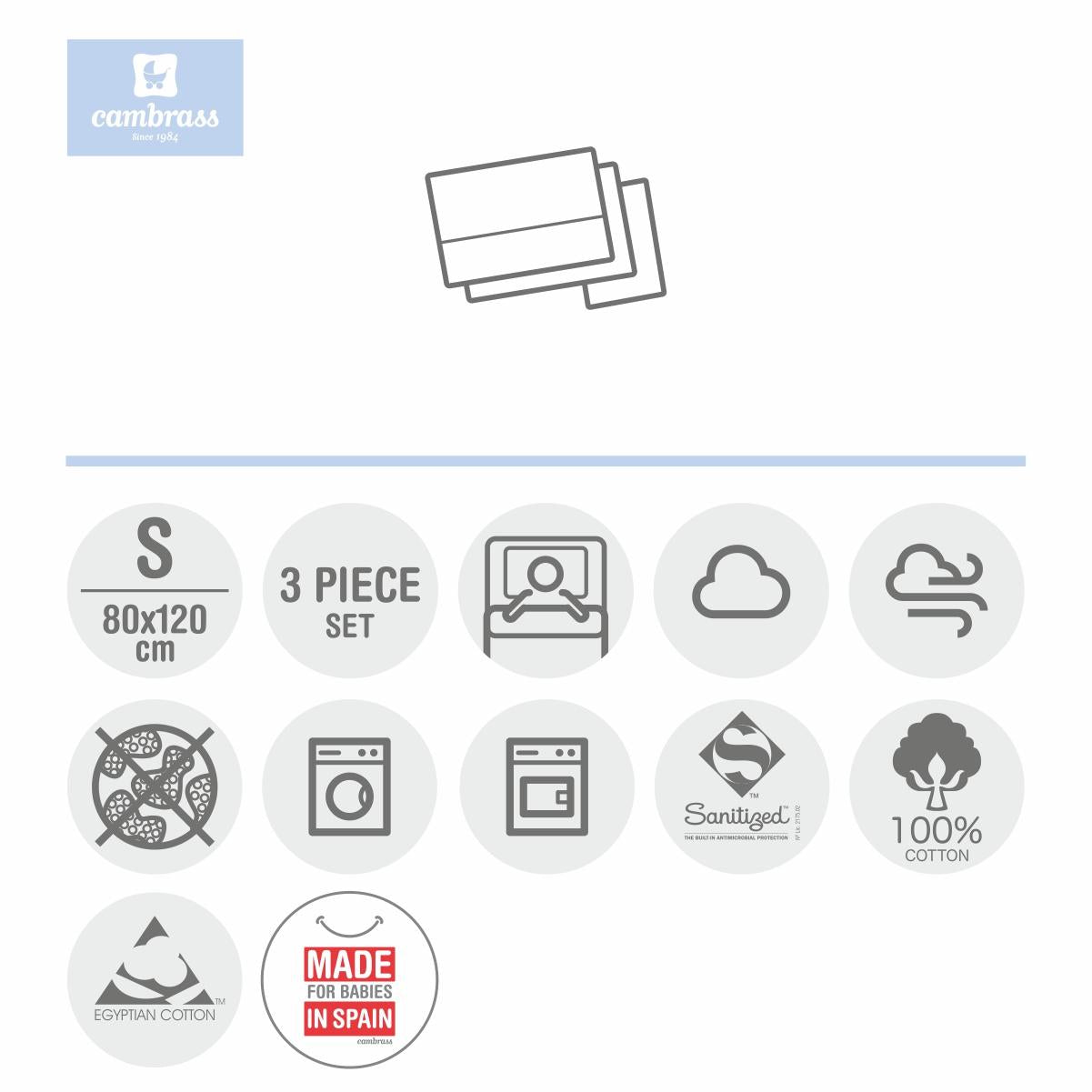 Star/Astra 3-piece carrycot sheet set Astra Pink