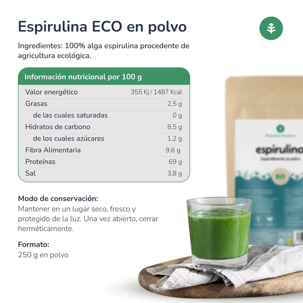Spirulina-Pulver ECO Planeta Huerto 200 g