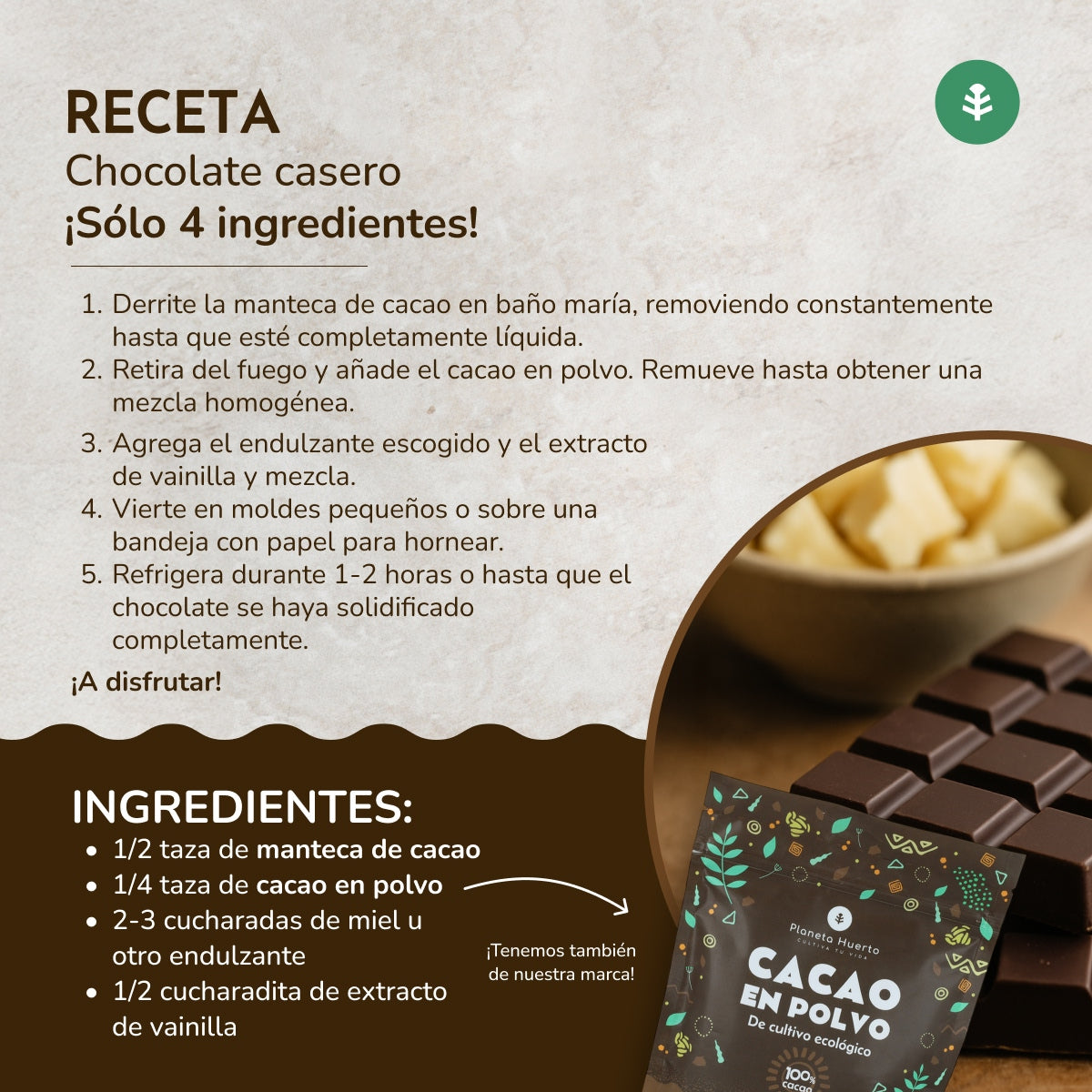 Cocoa butter in wafers ECO Planeta Huerto 250 g