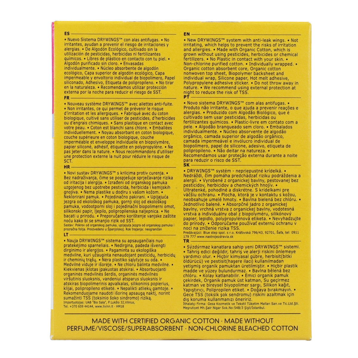 Serviettes hygiéniques ultra 100 % coton Masmi 10 unités