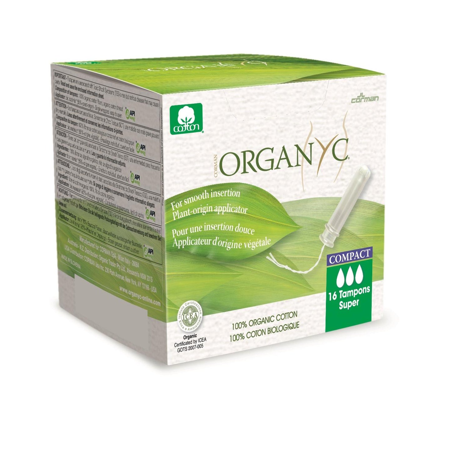 Super tampons met compacte applicator Organyc 16 stuks