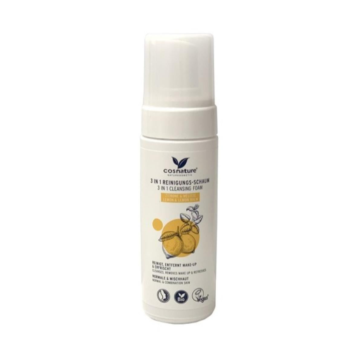 Mousse nettoyante 3 en 1 mélisse & citron Cosnature 150 ml