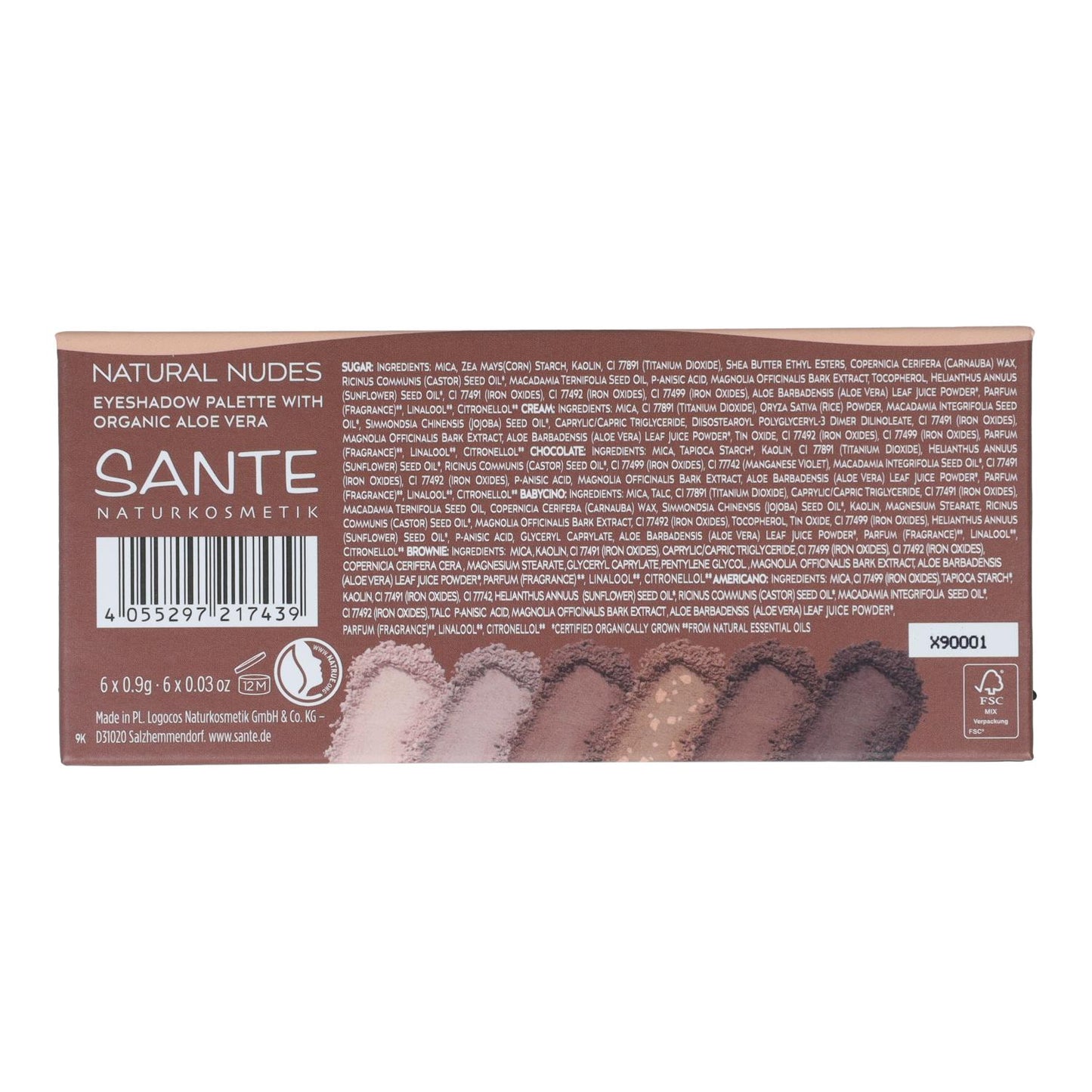 LIDSCHATTEN-PALETTE 6 FARBEN NATURAL NUDES Sante 1 g