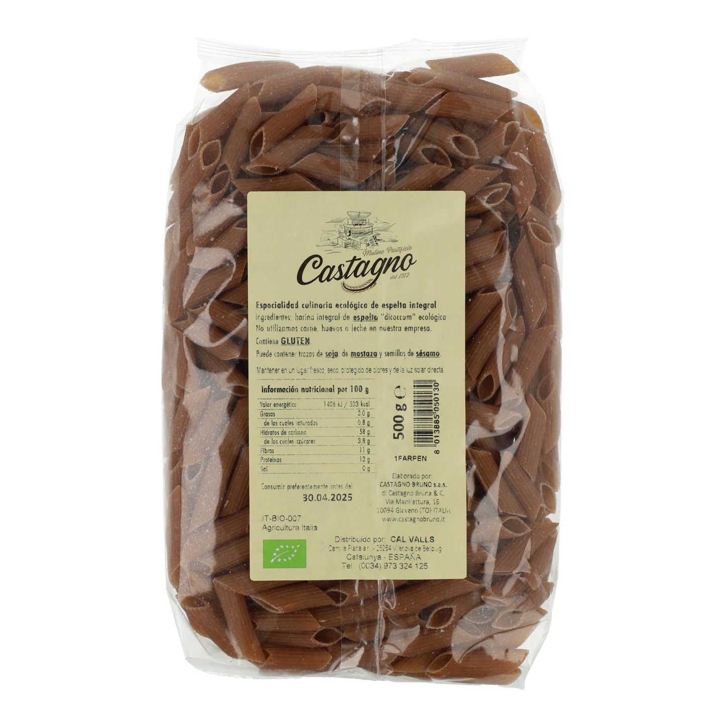 Vollkorn-Dinkel-Makkaroni DICOCCUM ECO Castagno 500 g
