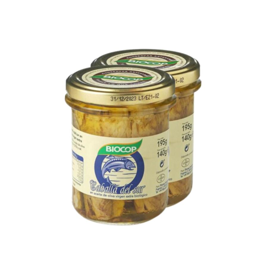 Pakket van 2 stuks biologische makreelfilets Biocop 195 g