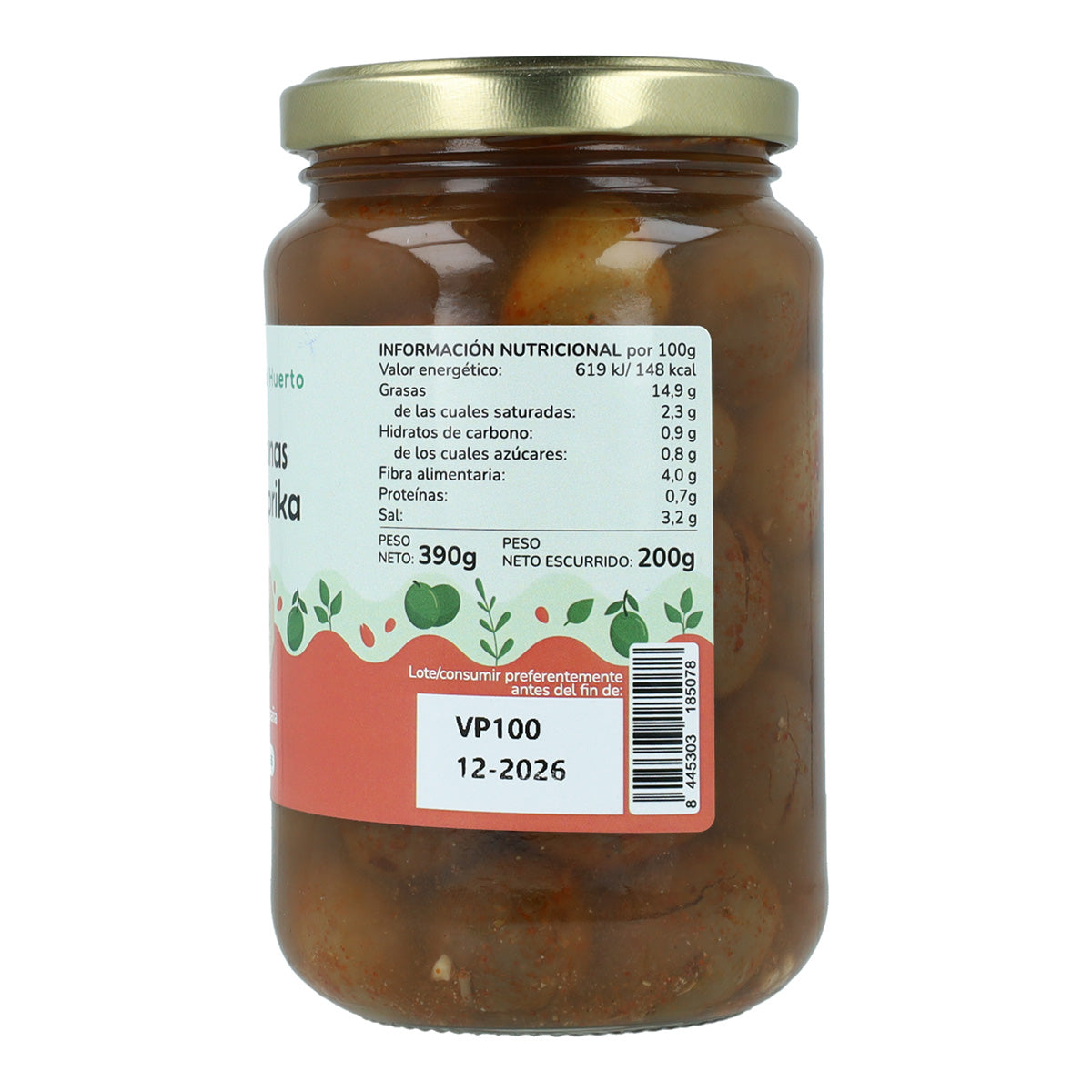 Groene olijven met paprika Eco Planeta Huerto 390 g