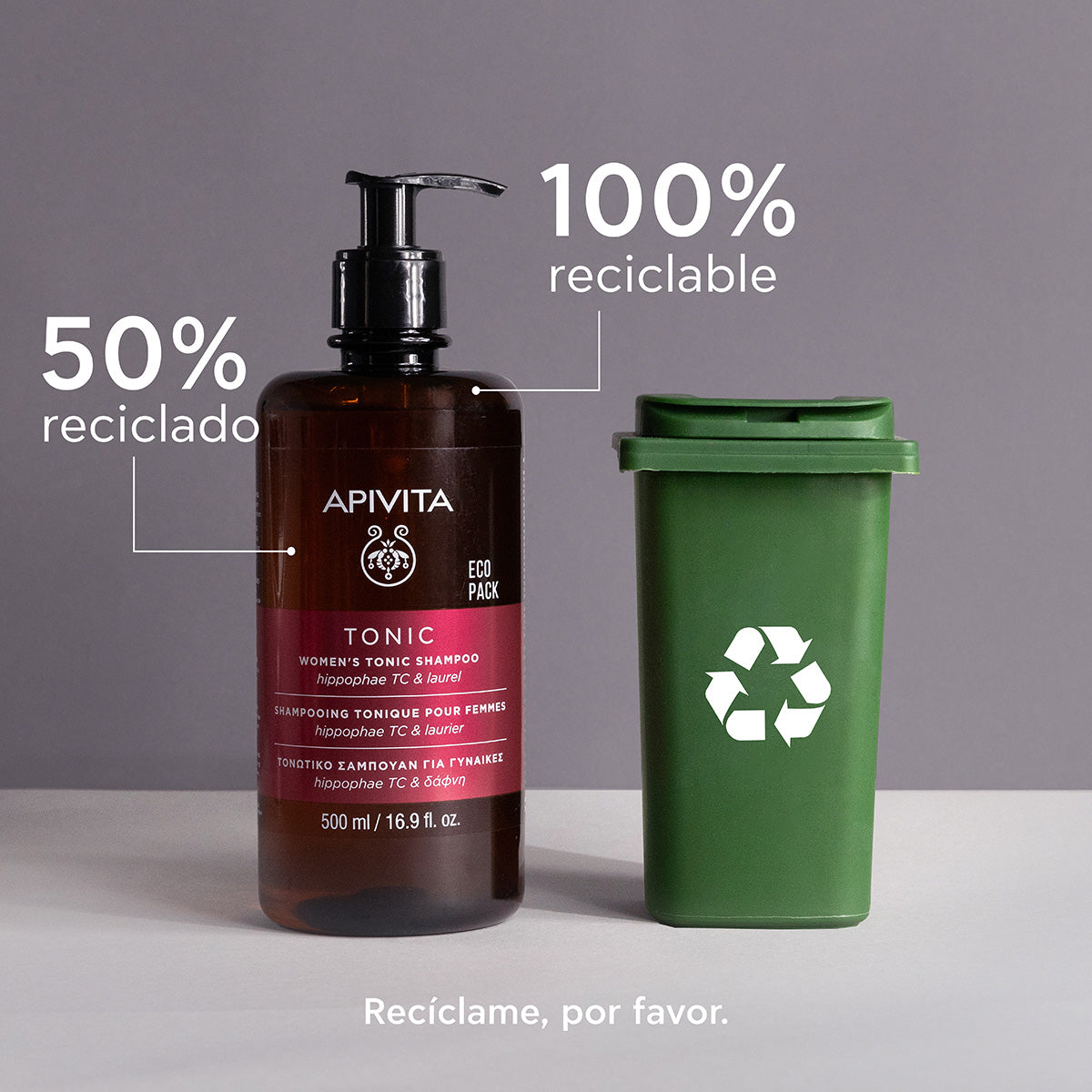 Versterkende shampoo voor vrouwen tegen haaruitval - ECOPACK APIVITA, 500 ml