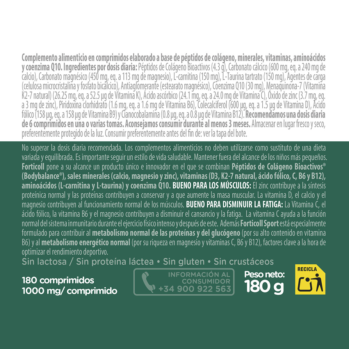 Bioaktives Kollagen Sport Forticoll, 180 Tabletten