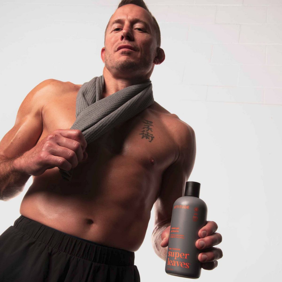 Super leaves men douchegel - Patchouli en bourbon, Attitude, 415 ml