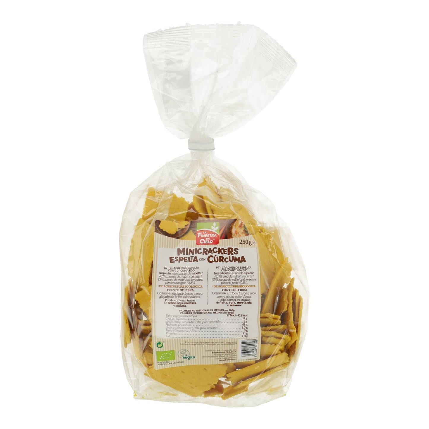 Mini-kakor av spelt med gurkmeja och peppar La Finestra Sul Cielo 250 g