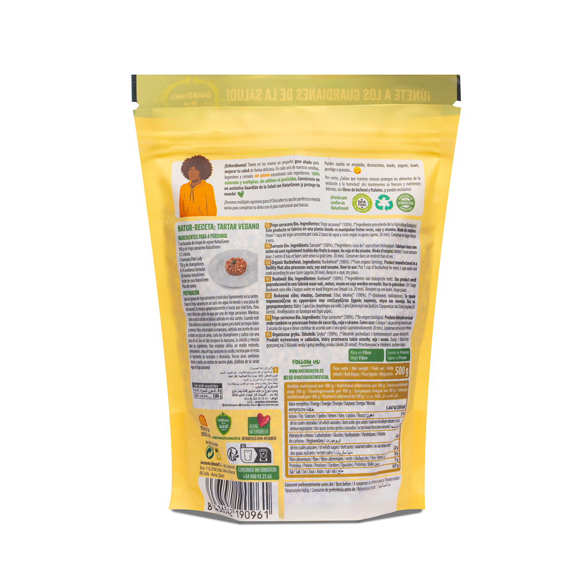 Lot de 2 paquets de sarrasin bio sans gluten Naturgreen 500 g