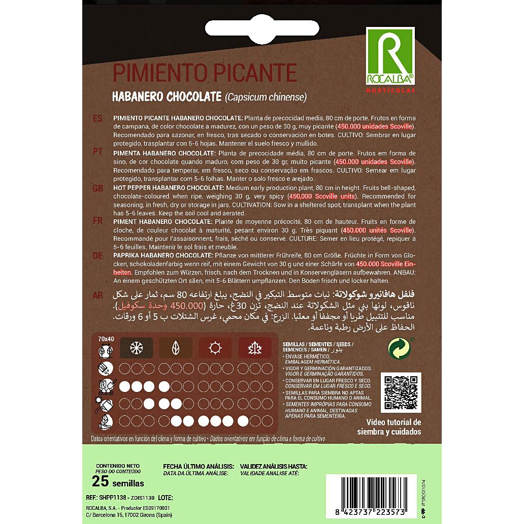 Semi di peperoncino piccante Habanero Chocolate Rocalba