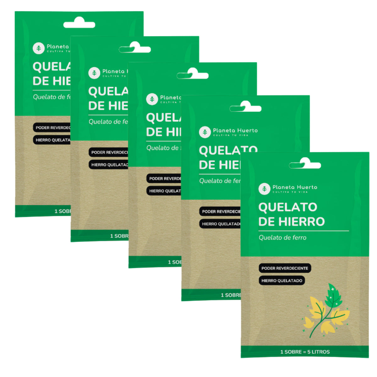 Pack de chélate de fer soluble Planeta Huerto 5 unités pour 25 L